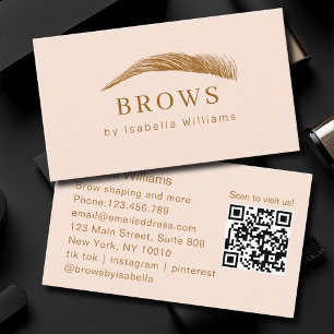 Minimal eleganter Augenbrauen-Salon QR-Code Visitenkarte