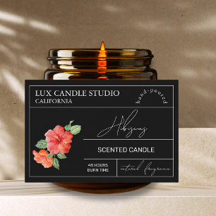 Minimal Eleganter Hibiskus Candle Jar Label Lebensmitteletikett