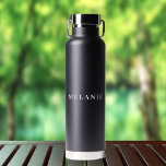 Minimal Eleganter Name Wedding Black Trinkflasche<br><div class="desc">Lassen Sie sich von dieser eleganten Wasserflasche im minimalistischen Stil mit Ihrem individuelle Name verwöhnen.</div>