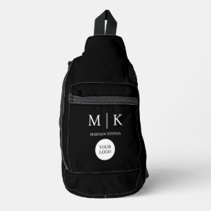 Minimal & elegantes Black & White Logo-Geschäft Crossbody Bag