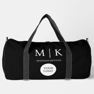 Minimal & elegantes Black & White Logo-Geschäft Duffle Bag