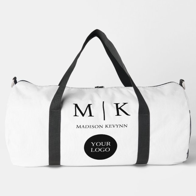 Minimal & elegantes Black & White Logo-Geschäft Duffle Bag (Vorderseite)