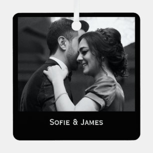 Minimal Elegantes Couple Foto Ornament Aus Metall