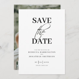 Minimal Elegantes Foto Schwarz-weiß Hochzeit Save The Date