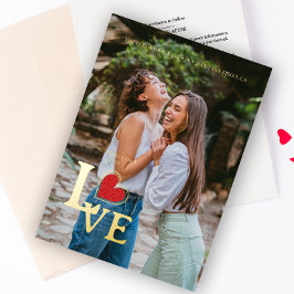 Minimal Elegantes Foto Trendy Fake Rotes Herz Folieneinladung