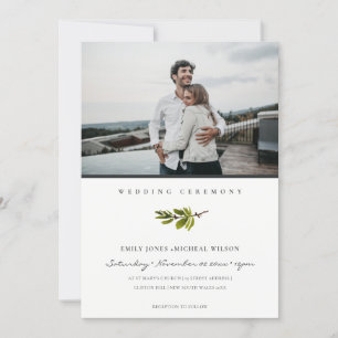Minimal Elegantes Pine Branch Foto Hochzeit einlad Dankeskarte