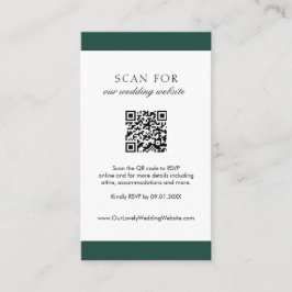 Minimal Emerald Green Modern QR Code Hochzeit Begleitkarte