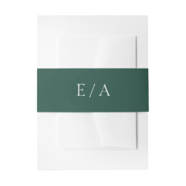 Minimal Emerald Green Monogram Elegant Wedding Einladungsbanderole