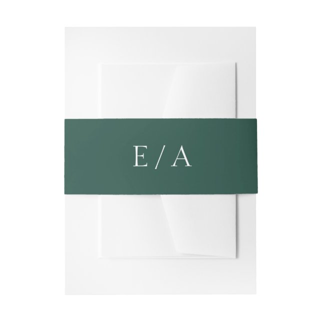 Minimal Emerald Green Monogram Elegant Wedding Einladungsbanderole (Vorderseite Beispiel)