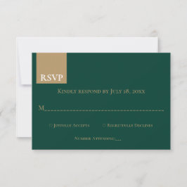 Minimal Emerald Green Monogram Elegant Wedding RSVP Karte