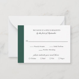 Minimal Emerald Green Wedding Mini RSVP Card Mitteilungskarte
