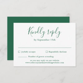 Minimal Emerald Green Wedding RSVP Card