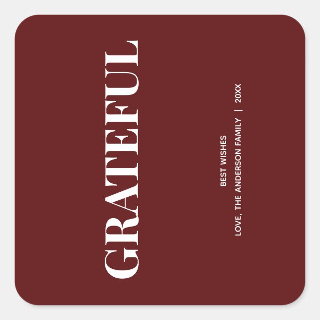 Minimal ERFÜLLT | Deep Red Holiday Quadratischer Aufkleber (Vorderseite)
