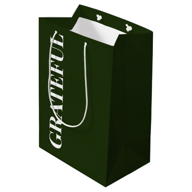 Minimal ERFÜLLT | Waldgrüne Feiertage Mittlere Geschenktüte (Rückseite Schrägansicht)