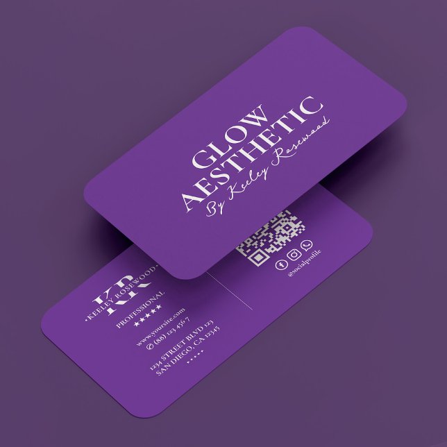 Minimal Esthetician Royal Lila Glow Specialist Visitenkarte (Minimal Esthetician Royal Purple Glow Specialist Business Card
)