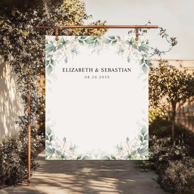 Minimal Eucalyptus Wedding Backdrops Wandteppich (Von Creator hochgeladen)