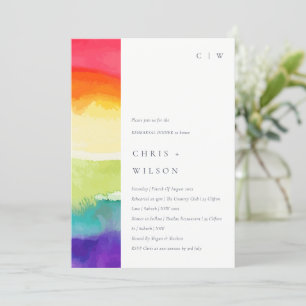 Minimal farbenfrohe Rainbow Probe Abendessen Einladung