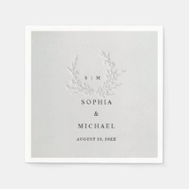 Minimal Faux Blind Deboss Cotton Wedding Napkins Serviette