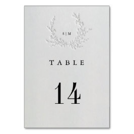 Minimal Faux Blind Deboss Cotton Wedding Table Tischnummer