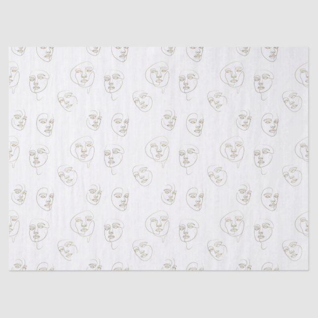 Minimal Female Face Line Pattern (1) Seidenpapier (Vorderseite)