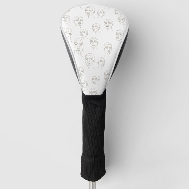 Minimal Female Face Line Pattern (3) Golf Headcover (Vorderseite)