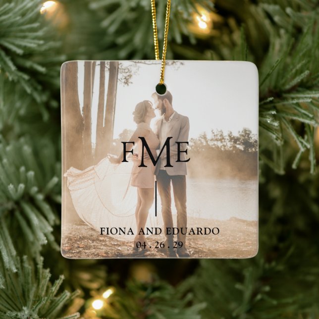 Minimal fett Monogram Foto Modernes Keramikornament (Baum)