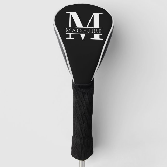 Minimal fett Monogramm | Name Black Golf Headcover (Vorderseite)