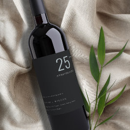 Minimal fett schwarzes Blau jedes Jahr Jahrestag Weinetikett