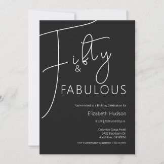 Minimal Fifty and Fabulous 50. Geburtstagsfeier Einladung