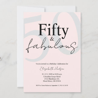 Minimal Fifty and Fabulous 50. Geburtstagsfeier Einladung
