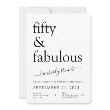 Minimal Fifty and Fabulous 50. Geburtstagsfeier 