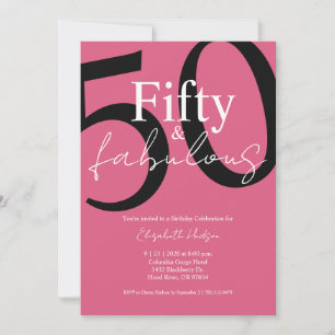 Minimal Fifty and Fabulous 50. Geburtstagsfeier Einladung