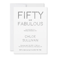 Minimal Fifty and Fabulous 50. Geburtstagsfeier