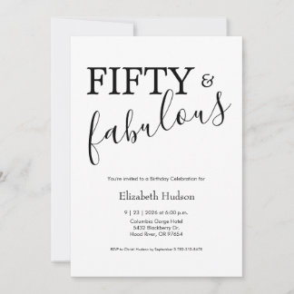 Minimal Fifty and Fabulous 50. Geburtstagsfeier Einladung