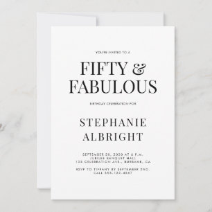 Minimal Fifty and Fabulous 50. Geburtstagsfeier Einladung