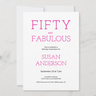 Minimal Fifty and Fabulous 50. Geburtstagsfeier Einladung
