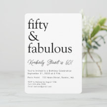 Minimal Fifty and Fabulous 50. Geburtstagsfeier 