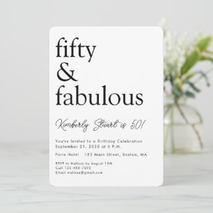 Minimal Fifty and Fabulous 50. Geburtstagsfeier Einladung