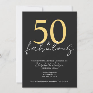 Minimal Fifty and Fabulous 50. Geburtstagsfeier Einladung