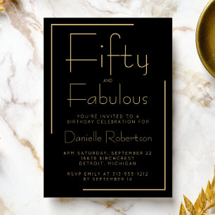 Minimal Fifty and Fabulous 50. Geburtstagsfeier Einladung