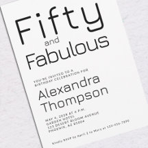 Minimal Fifty and Fabulous 50. Geburtstagsfeier