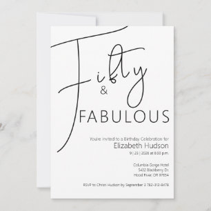 Minimal Fifty and Fabulous 50. Geburtstagsfeier Einladung