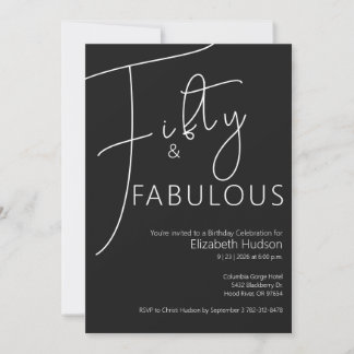 Minimal Fifty and Fabulous 50. Geburtstagsfeier Einladung