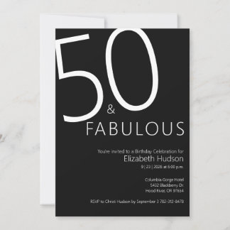 Minimal Fifty and Fabulous 50. Geburtstagsfeier Einladung