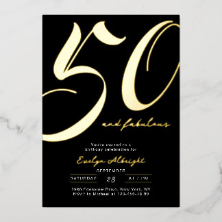 Minimal Fifty and Fabulous 50. Geburtstagsfeier Folieneinladung