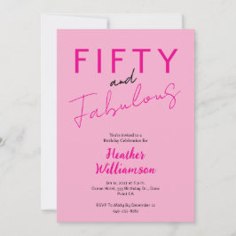 Minimal Fifty and Fabulous 50th Birthday  Einladung
