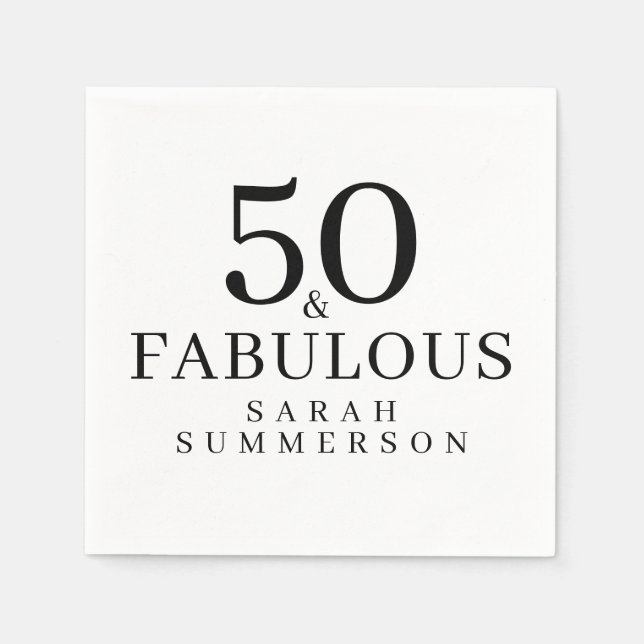 Minimal Fifty and Fabulous 50th Birthday Party Serviette (Vorderseite)