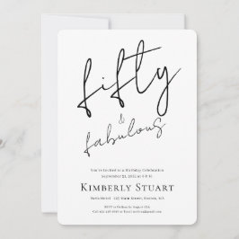 Minimal Fifty and Fabulous 50th Script Birthday Einladung
