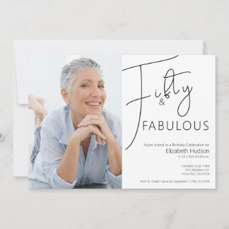 Minimal Fifty & Fabulous Foto 50. Geburtstagsfeier Einladung