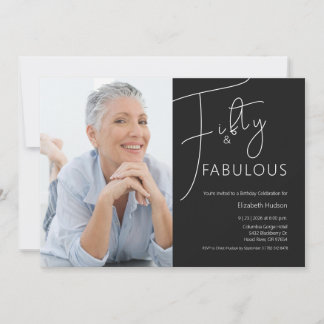 Minimal Fifty & Fabulous Foto 50. Geburtstagsfeier Einladung